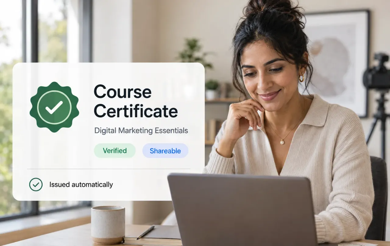 Learner viewing a verified course completion certificate