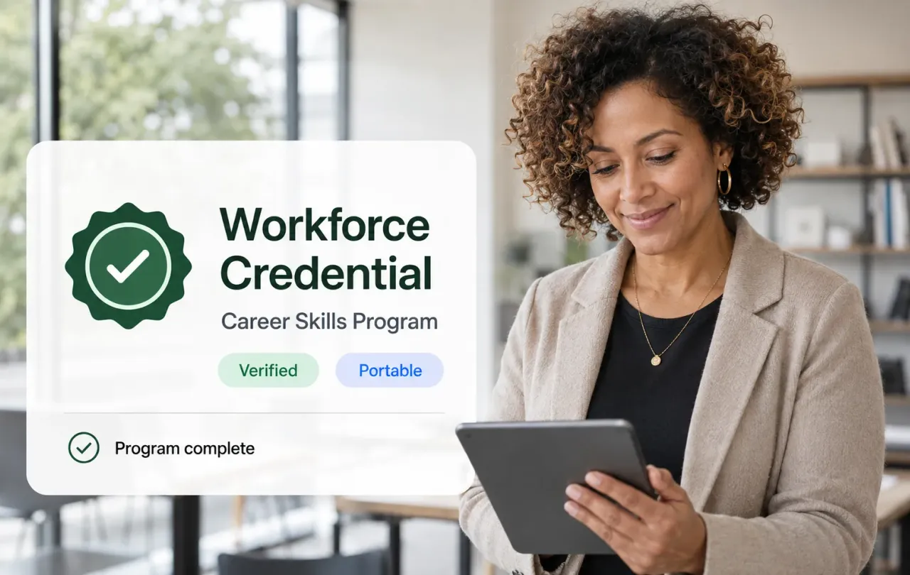 Program participant viewing a verified workforce credential