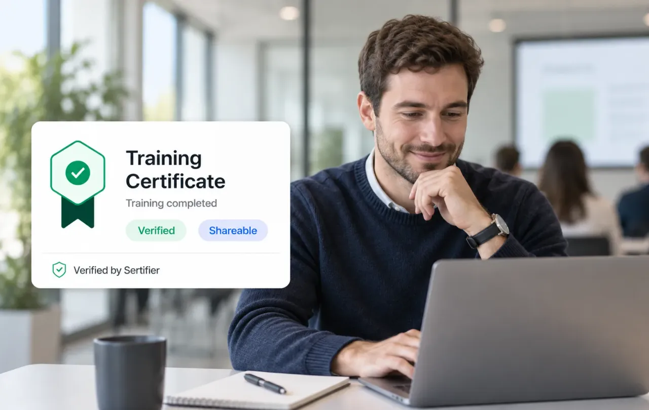 Training participant viewing a verified training certificate
