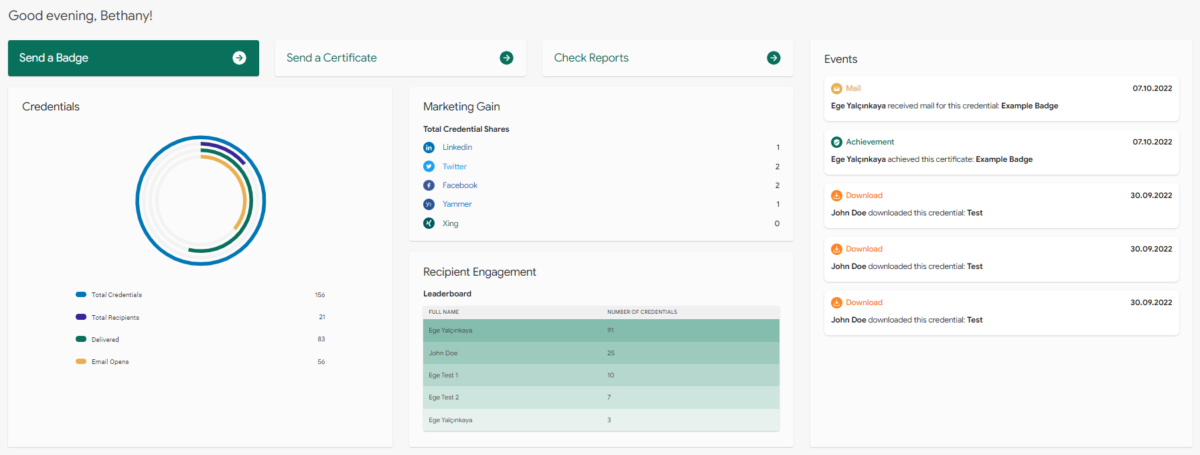 Sertifier App Dashboard