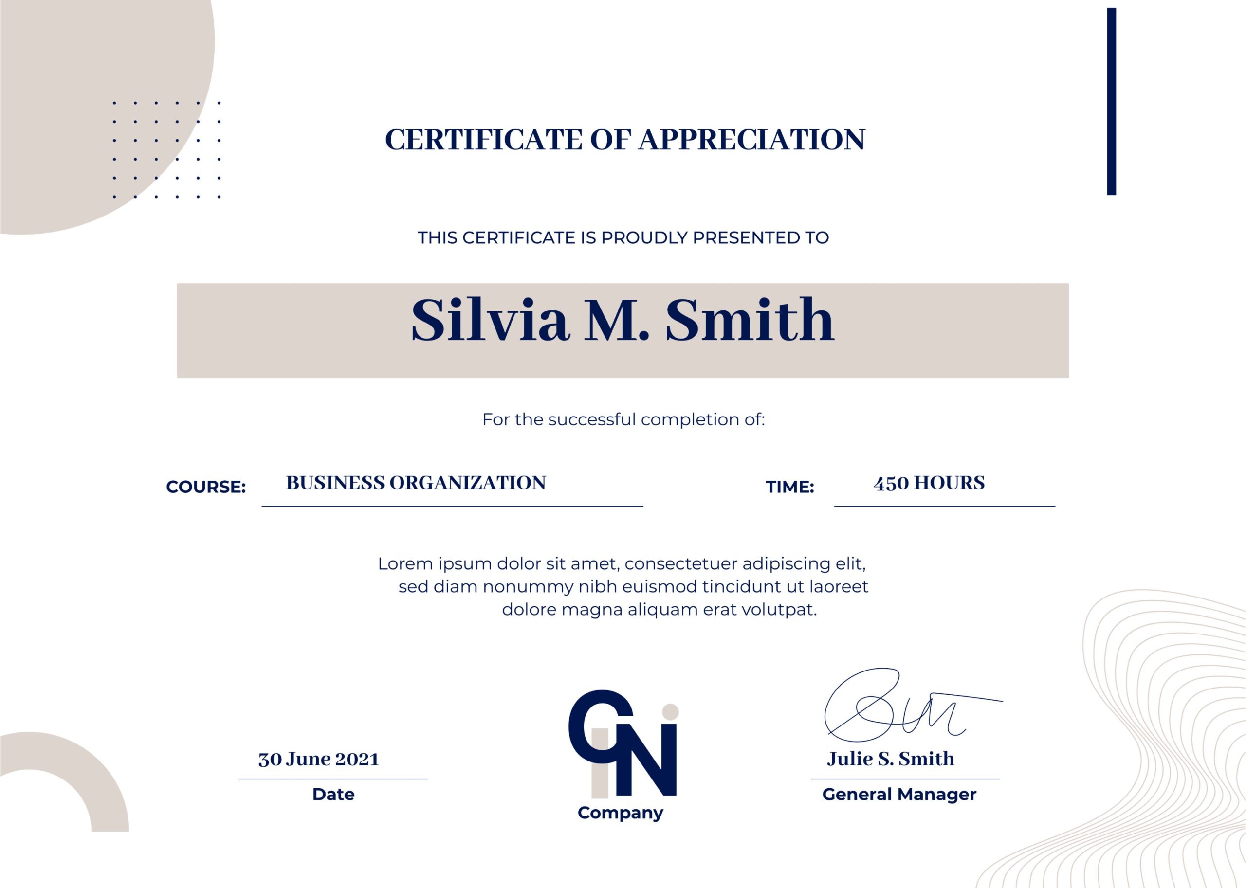 Grey and Light Pink Minimal Business Organization Certificate of Appreciation Examples