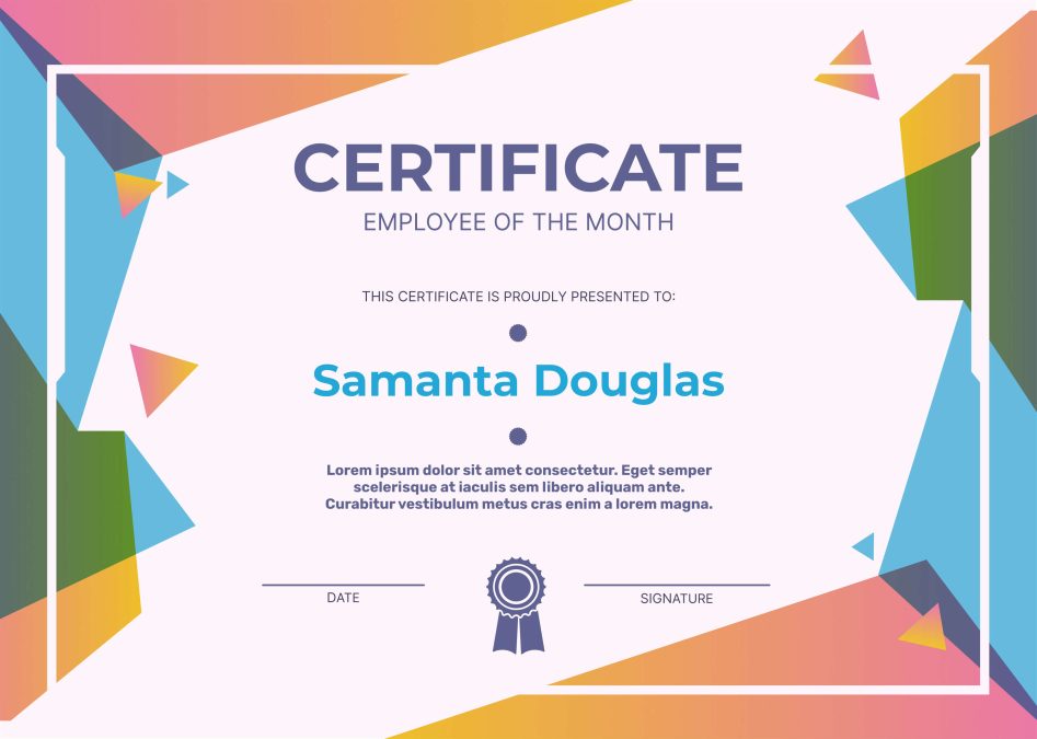 Colorful Abstract Shapes Employee of the Month Certificate