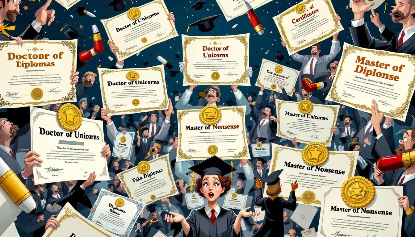 A collection of diploma templates including fake diplomas.