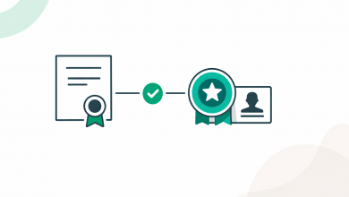 Minimal illustration of a certificate and digital badge with verification check