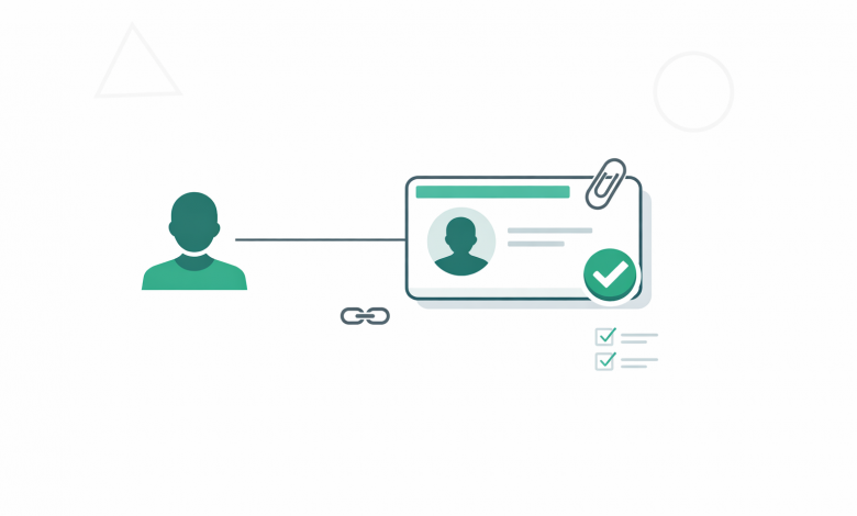 Verifiable digital badge connected to creator profile with evidence icons