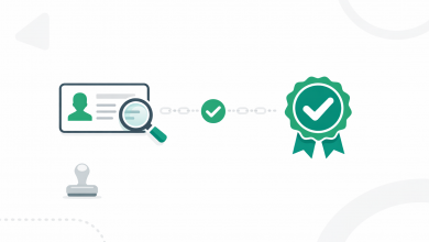 Illustration of a digital badge and credential card being verified