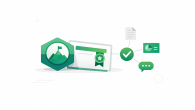 Digital badge and certificate linked to evidence icons for skill verification
