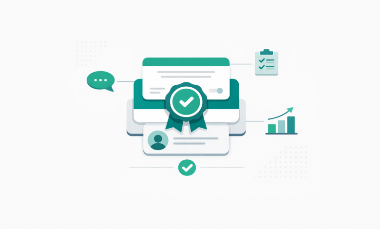 Development Goals for Work: A Skill-Based Goal Library You Can Turn Into Credentials 1 Illustration of skill cards and a verified badge connected to icons