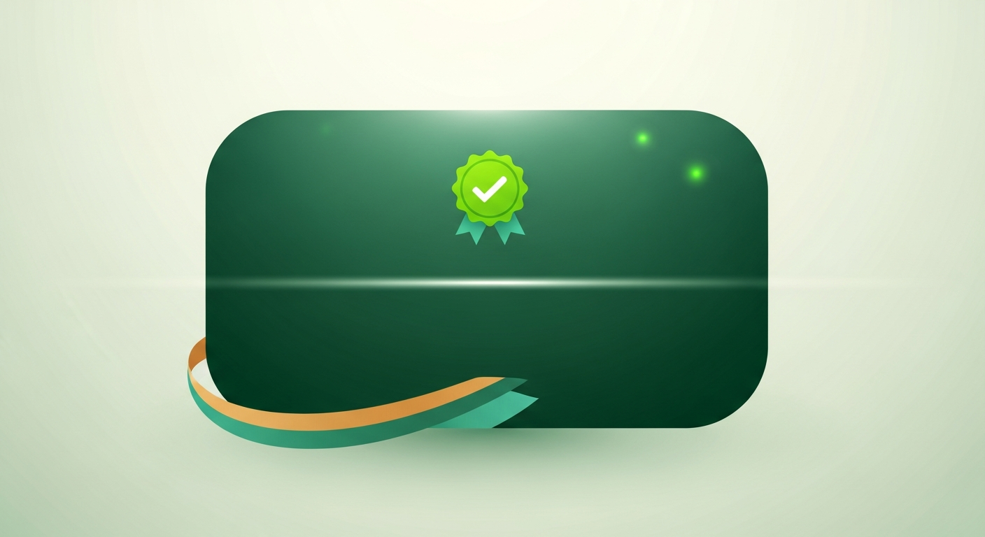 A digital certificate of completion with a verification checkmark
