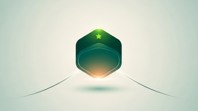 A glowing emerald hexagonal digital badge