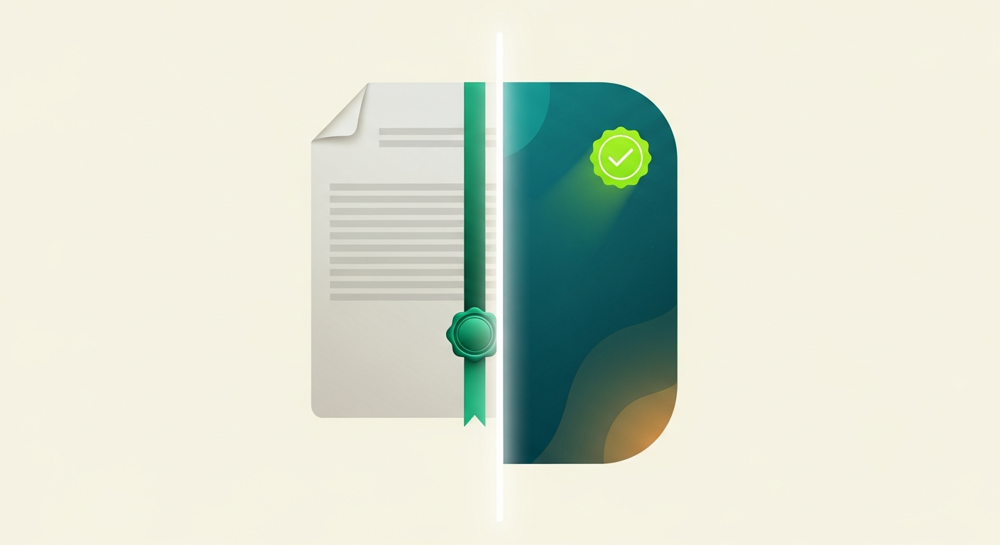 Printed certificate vs digital credential side by side
