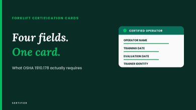 Forklift certification card template: what OSHA requires 8 Forklift certification card template showing the four OSHA-required fields
